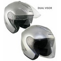 Hawk Silver Black Dual Visor Open Face Motorcycle Helmet